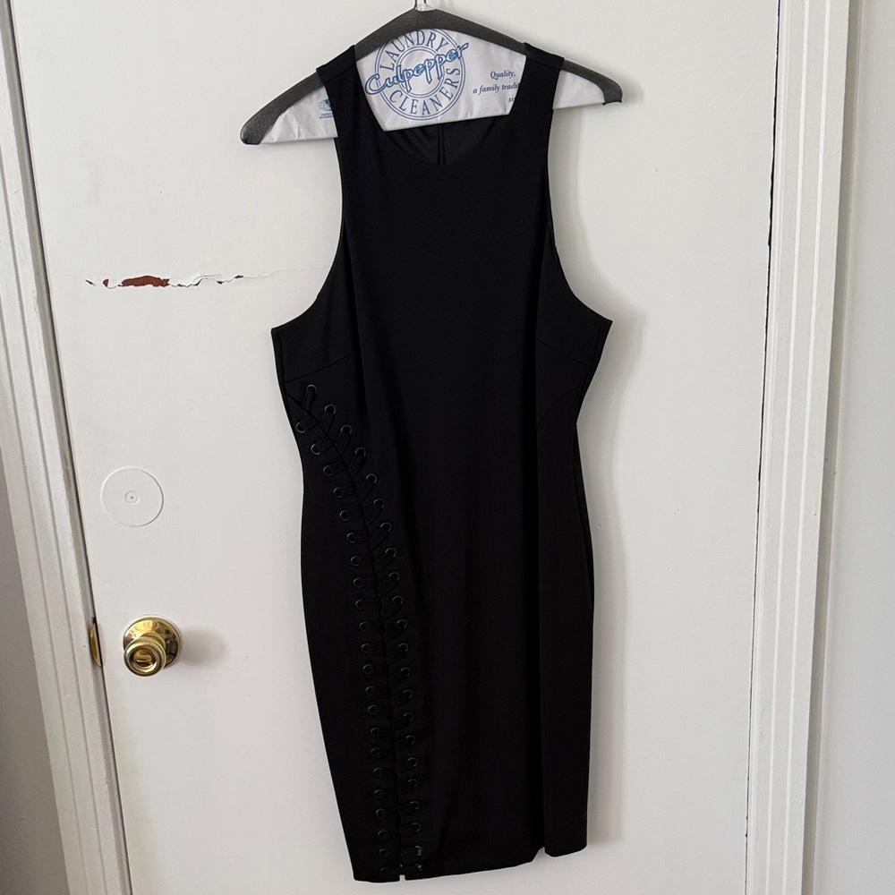 Black Side Laceup Mini Dress